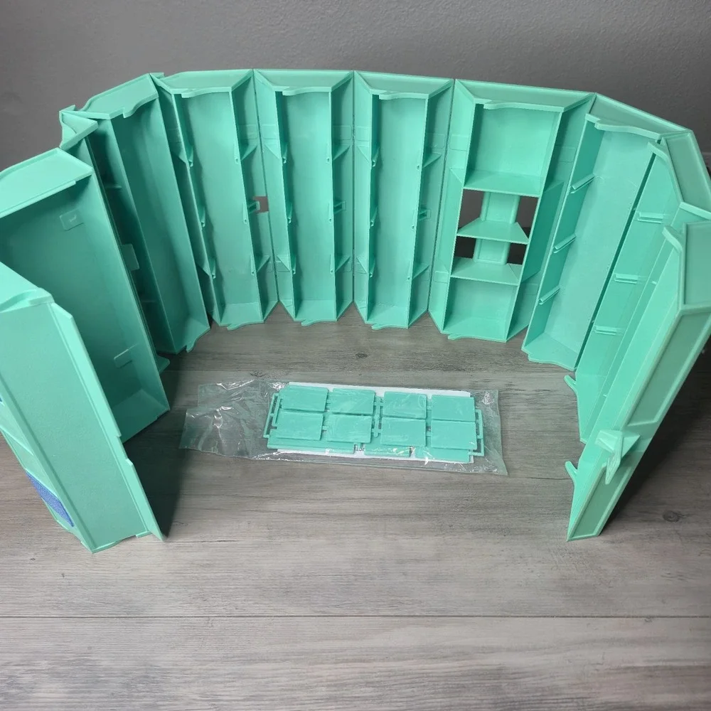 RolyKit Green Blue Tool Box Craft Fishing Sewing Organizer Tackle Unused Vtg